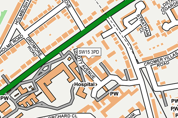 SW15 3PD map - OS OpenMap – Local (Ordnance Survey)