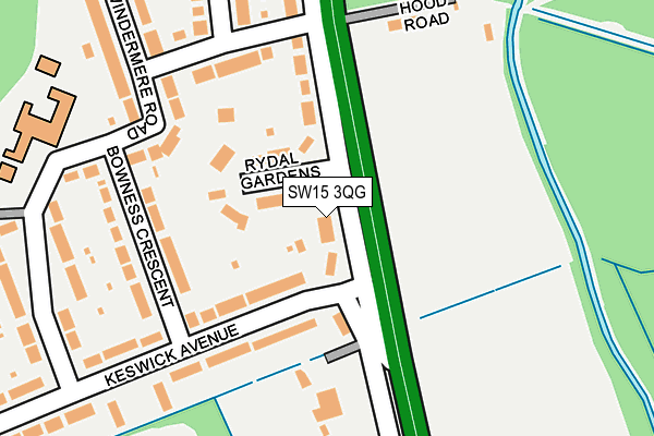 SW15 3QG map - OS OpenMap – Local (Ordnance Survey)