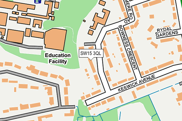 SW15 3QL map - OS OpenMap – Local (Ordnance Survey)