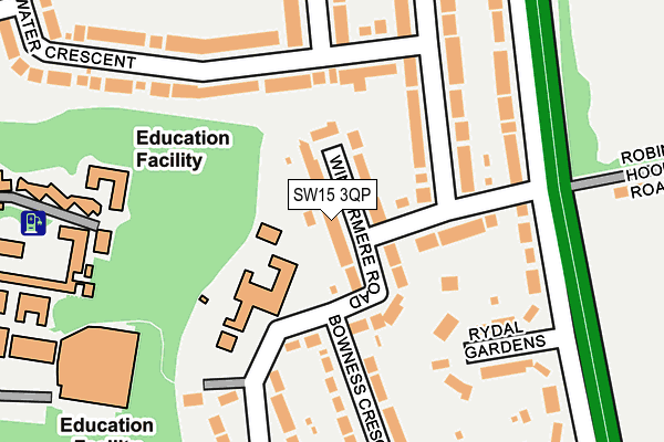 SW15 3QP map - OS OpenMap – Local (Ordnance Survey)