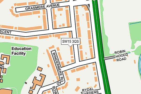 SW15 3QS map - OS OpenMap – Local (Ordnance Survey)
