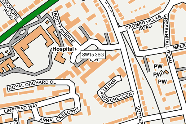 SW15 3SG map - OS OpenMap – Local (Ordnance Survey)