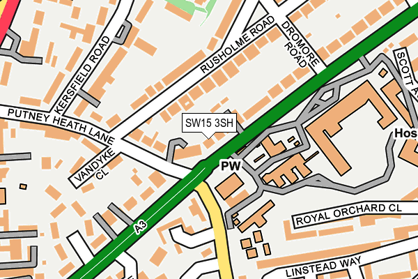 SW15 3SH map - OS OpenMap – Local (Ordnance Survey)