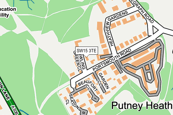 SW15 3TE map - OS OpenMap – Local (Ordnance Survey)