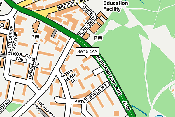 SW15 4AA map - OS OpenMap – Local (Ordnance Survey)