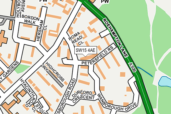 SW15 4AE map - OS OpenMap – Local (Ordnance Survey)