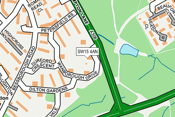 SW15 4AN map - OS OpenMap – Local (Ordnance Survey)