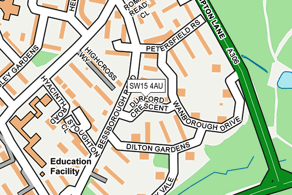 SW15 4AU map - OS OpenMap – Local (Ordnance Survey)