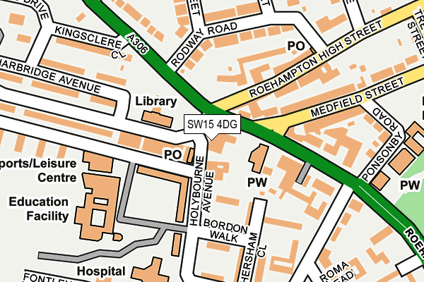 SW15 4DG map - OS OpenMap – Local (Ordnance Survey)