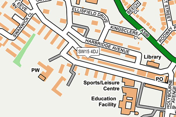 SW15 4DJ map - OS OpenMap – Local (Ordnance Survey)