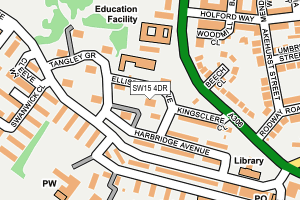 SW15 4DR map - OS OpenMap – Local (Ordnance Survey)