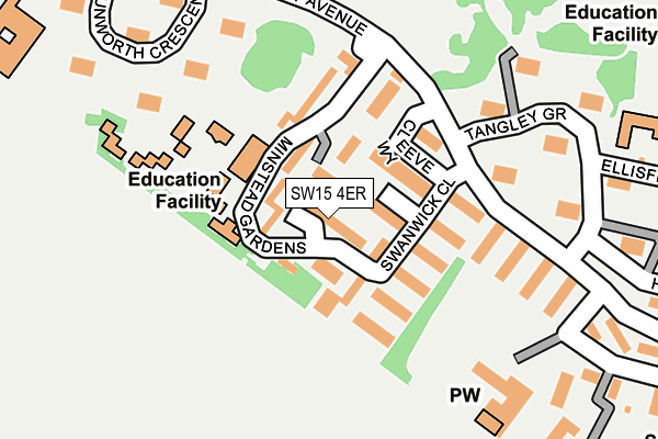 SW15 4ER map - OS OpenMap – Local (Ordnance Survey)