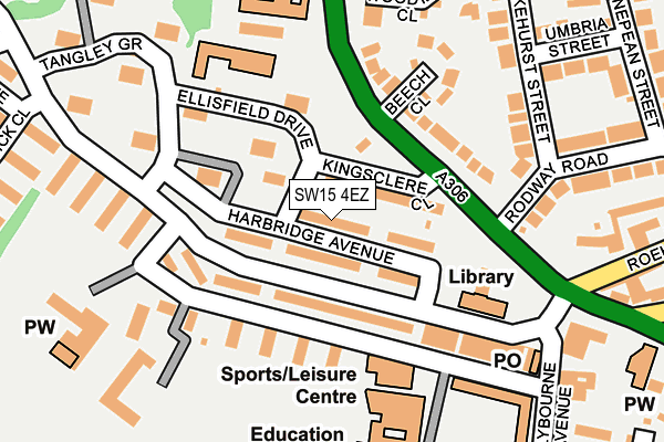 SW15 4EZ map - OS OpenMap – Local (Ordnance Survey)