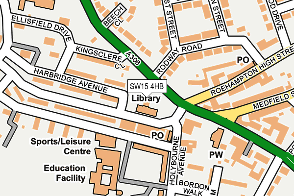 SW15 4HB map - OS OpenMap – Local (Ordnance Survey)