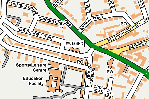 SW15 4HD map - OS OpenMap – Local (Ordnance Survey)