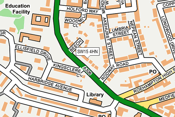 SW15 4HN map - OS OpenMap – Local (Ordnance Survey)