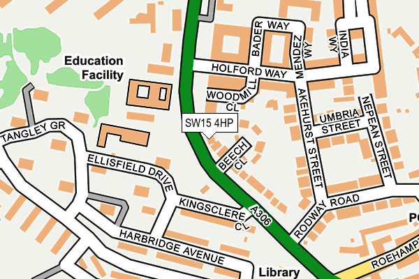 SW15 4HP map - OS OpenMap – Local (Ordnance Survey)