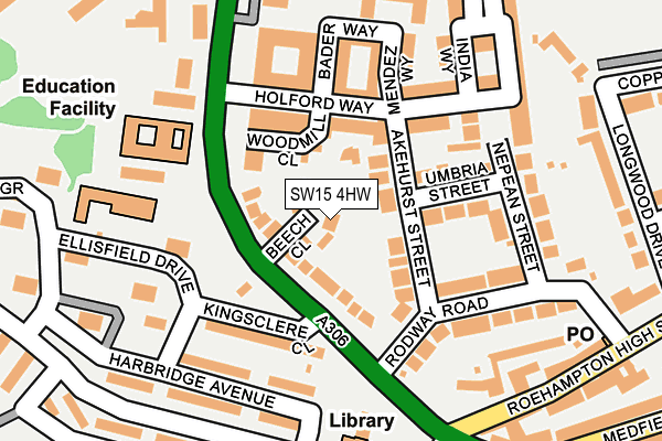 SW15 4HW map - OS OpenMap – Local (Ordnance Survey)