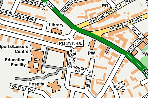 SW15 4JE map - OS OpenMap – Local (Ordnance Survey)