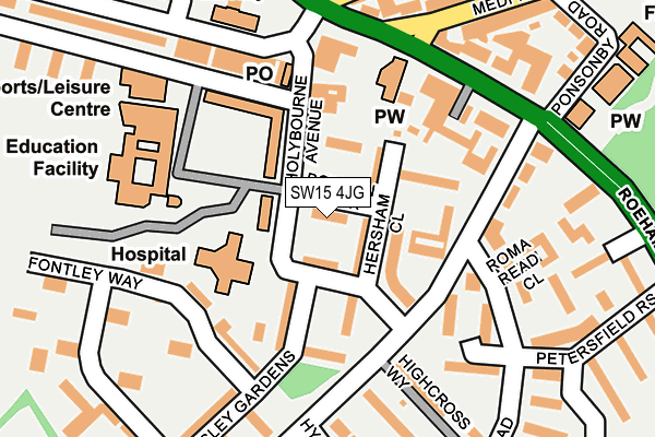 SW15 4JG map - OS OpenMap – Local (Ordnance Survey)