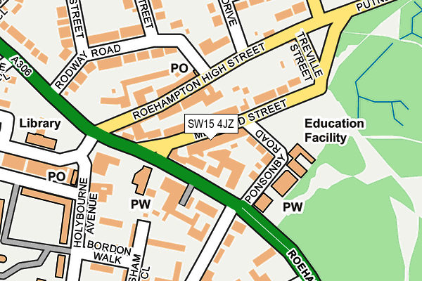 SW15 4JZ map - OS OpenMap – Local (Ordnance Survey)