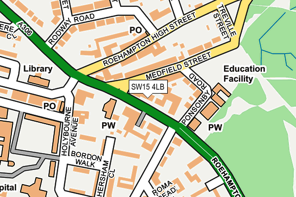 SW15 4LB map - OS OpenMap – Local (Ordnance Survey)