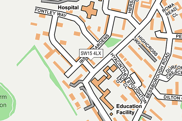 SW15 4LX map - OS OpenMap – Local (Ordnance Survey)