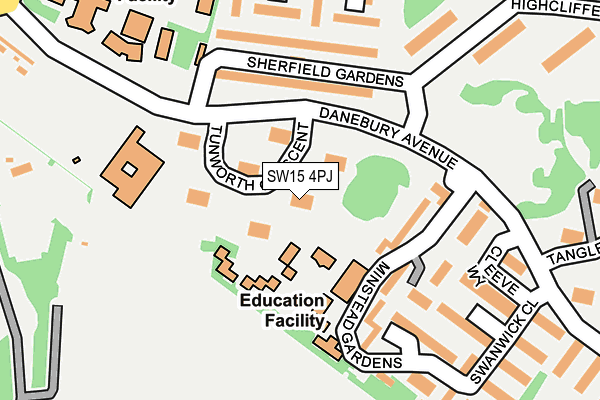 SW15 4PJ map - OS OpenMap – Local (Ordnance Survey)