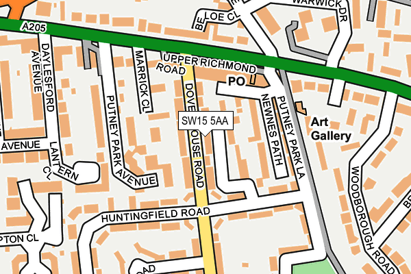 SW15 5AA map - OS OpenMap – Local (Ordnance Survey)