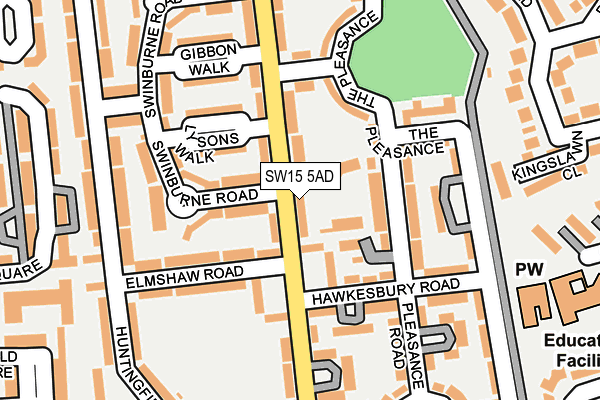SW15 5AD map - OS OpenMap – Local (Ordnance Survey)