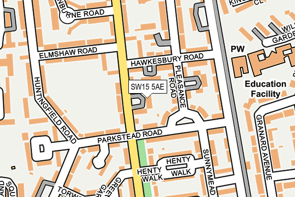 SW15 5AE map - OS OpenMap – Local (Ordnance Survey)