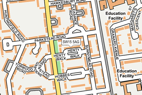 SW15 5AG map - OS OpenMap – Local (Ordnance Survey)