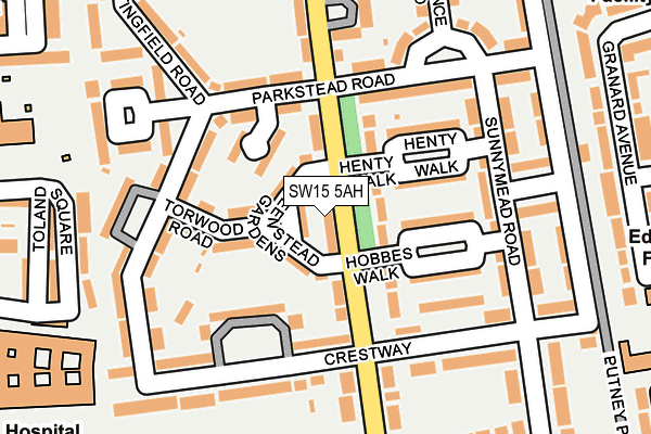 SW15 5AH map - OS OpenMap – Local (Ordnance Survey)