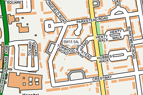 SW15 5AL map - OS OpenMap – Local (Ordnance Survey)