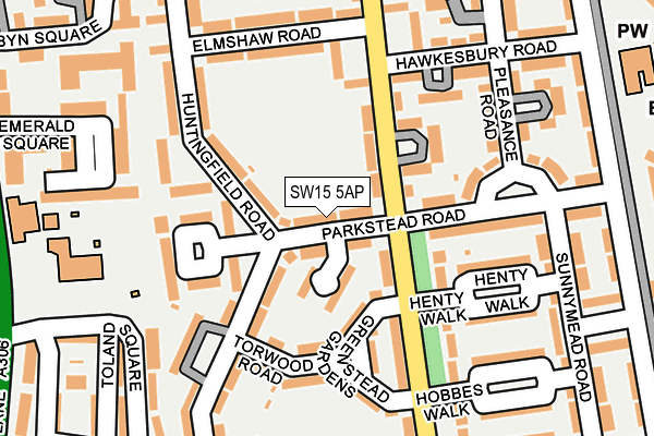 SW15 5AP map - OS OpenMap – Local (Ordnance Survey)