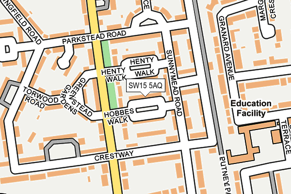 SW15 5AQ map - OS OpenMap – Local (Ordnance Survey)