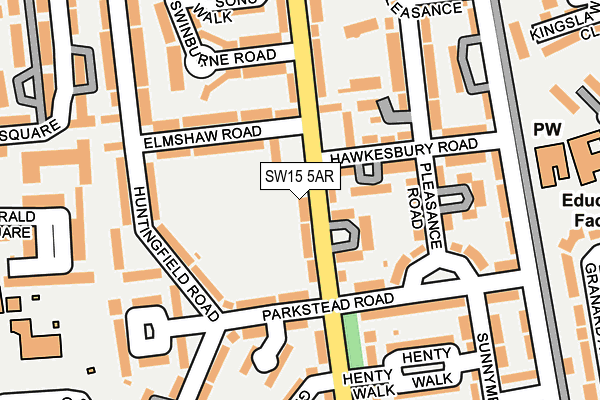 SW15 5AR map - OS OpenMap – Local (Ordnance Survey)