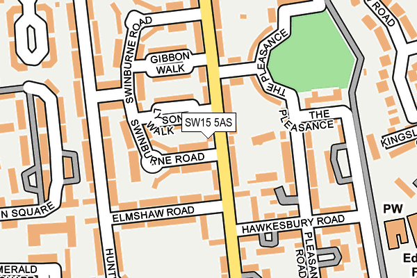 SW15 5AS map - OS OpenMap – Local (Ordnance Survey)