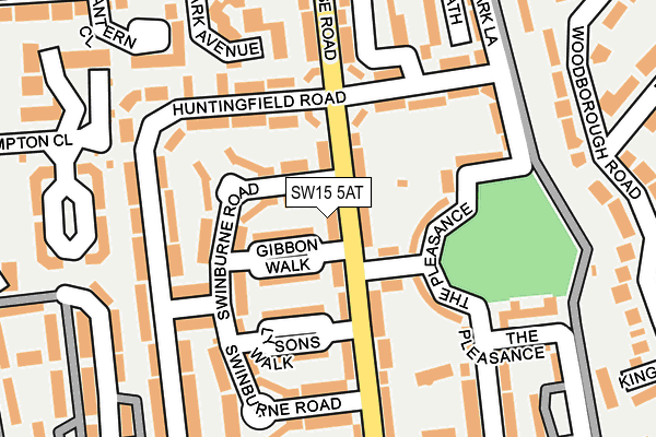 SW15 5AT map - OS OpenMap – Local (Ordnance Survey)