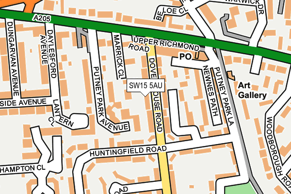 SW15 5AU map - OS OpenMap – Local (Ordnance Survey)