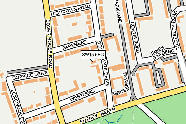 SW15 5BG map - OS OpenMap – Local (Ordnance Survey)