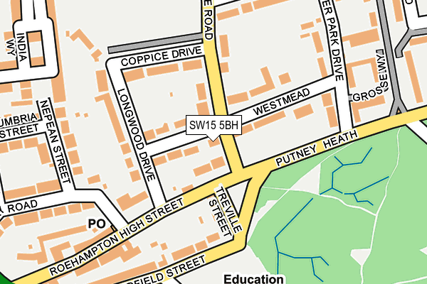 SW15 5BH map - OS OpenMap – Local (Ordnance Survey)