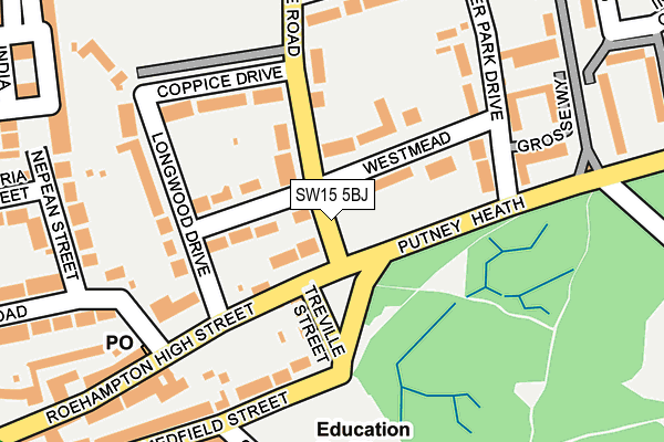 SW15 5BJ map - OS OpenMap – Local (Ordnance Survey)