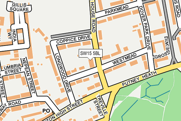 SW15 5BL map - OS OpenMap – Local (Ordnance Survey)