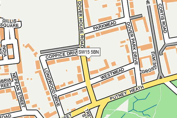 SW15 5BN map - OS OpenMap – Local (Ordnance Survey)