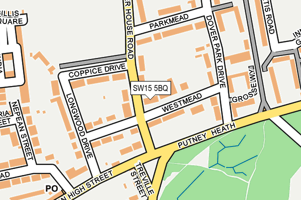 SW15 5BQ map - OS OpenMap – Local (Ordnance Survey)