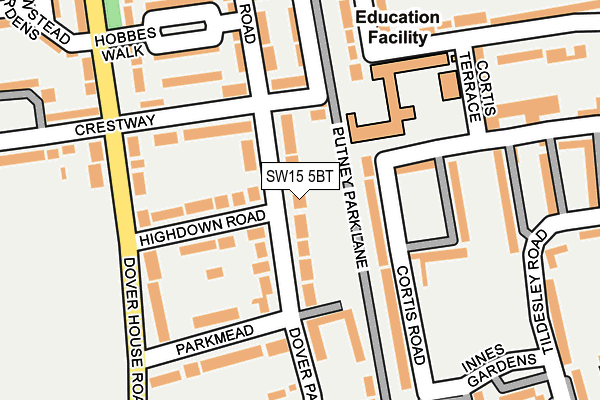 SW15 5BT map - OS OpenMap – Local (Ordnance Survey)