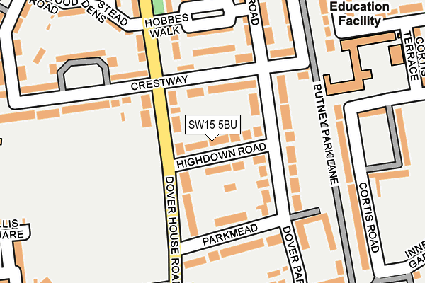 SW15 5BU map - OS OpenMap – Local (Ordnance Survey)
