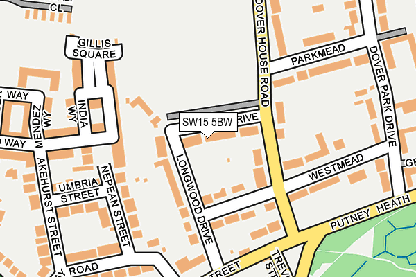 SW15 5BW map - OS OpenMap – Local (Ordnance Survey)