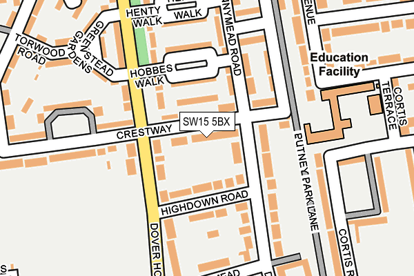 SW15 5BX map - OS OpenMap – Local (Ordnance Survey)